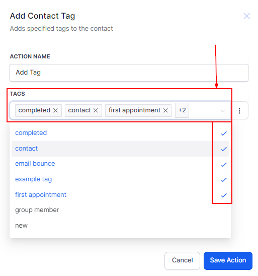 Add Contact Tag Action – figure 2