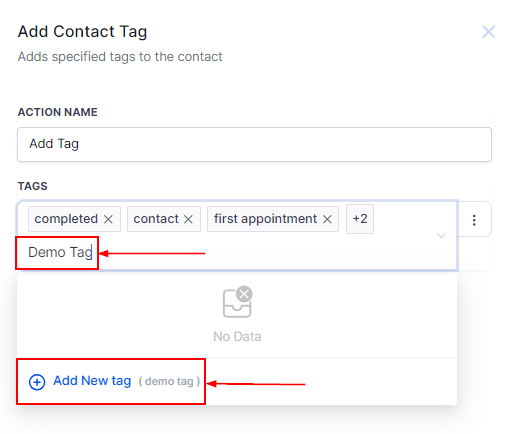 Add Contact Tag Action – figure 3