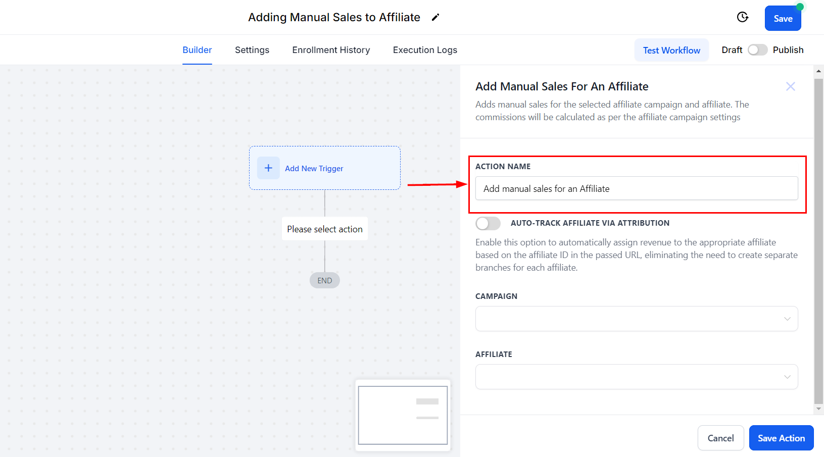 Add Manual Sales For An Affiliate Action – figure 2
