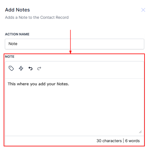 Add To Notes Action – figure 2