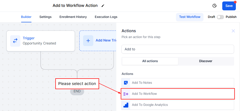 Add To Workflow Action – figure 1
