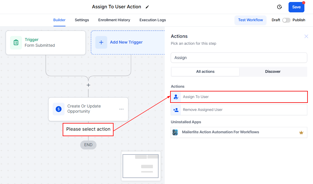 Assign To User Action – figure 1