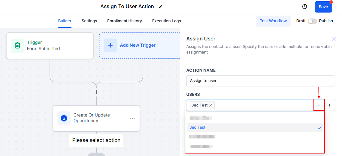 Assign To User Action – figure 2