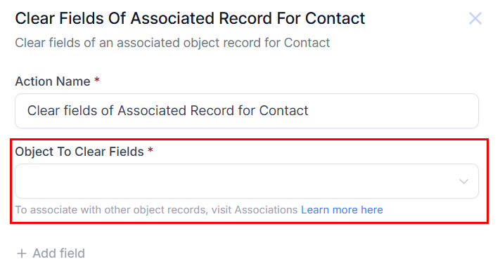 Clear Fields of an Associated Record Action – figure 5