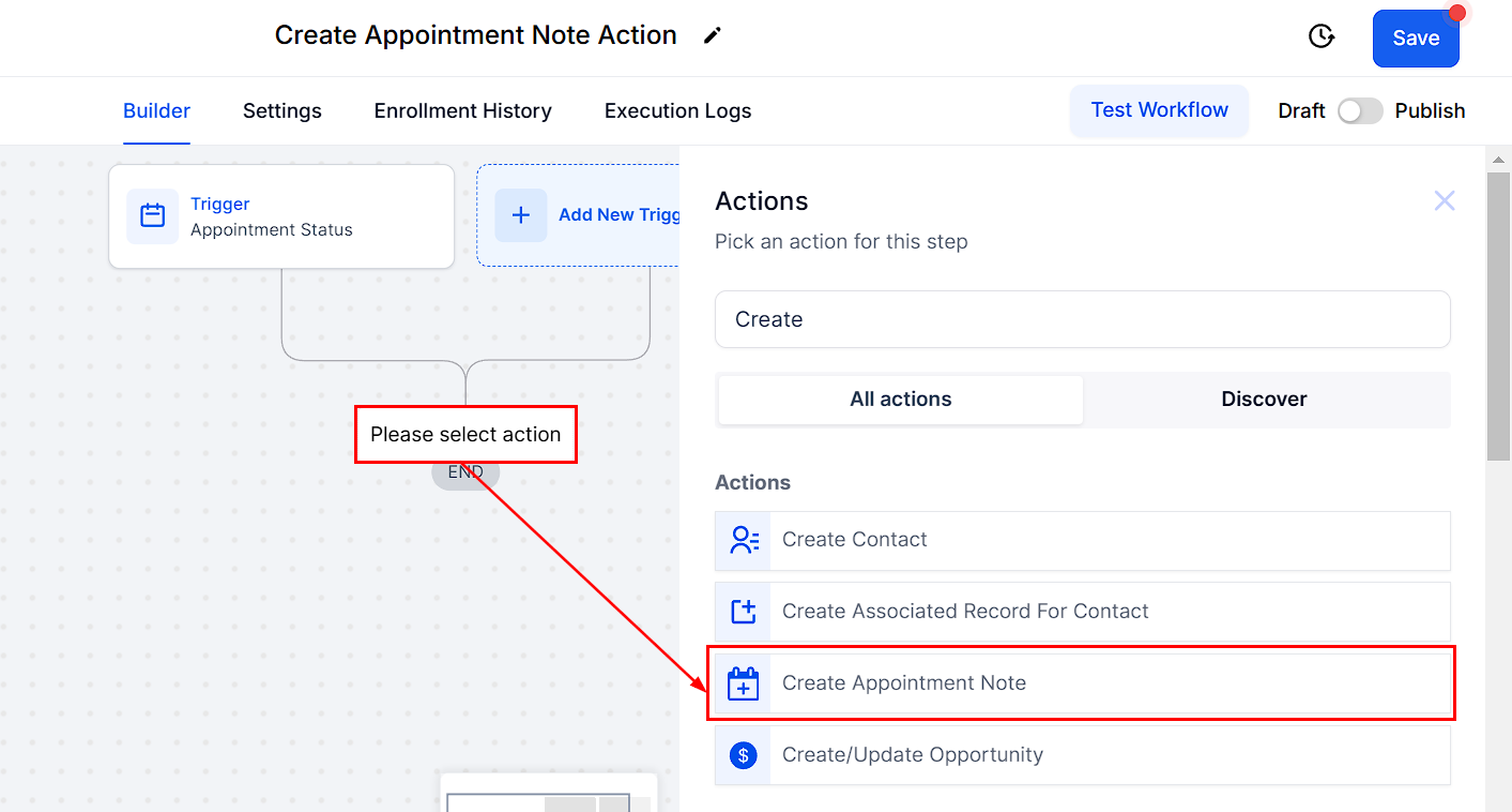 Create Appointment Note Action – figure 2