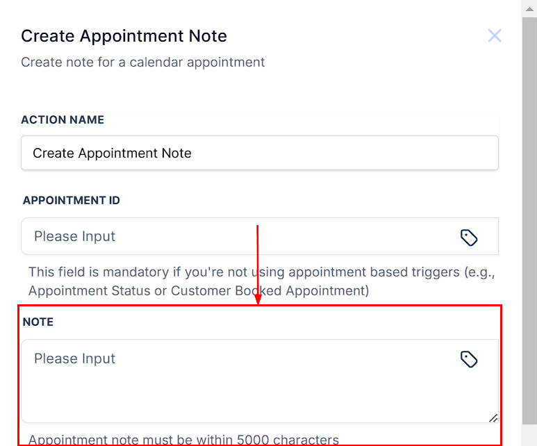 Create Appointment Note Action – figure 4