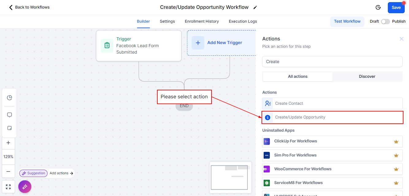 CreateUpdate Opportunity Action – figure 1