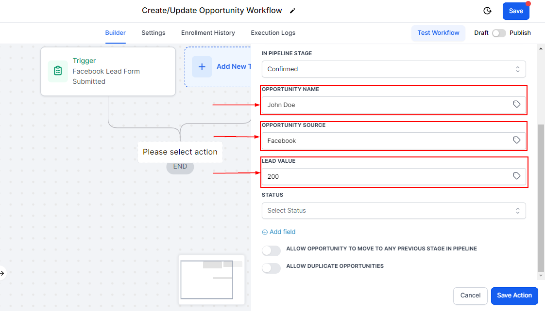 CreateUpdate Opportunity Action – figure 4