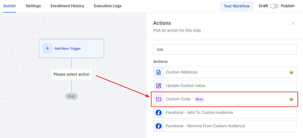 Custom Code Action – figure 1