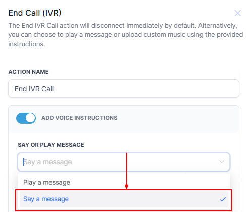 End IVR Call Action – figure 4
