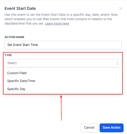 Event Start Date Action – figure 2