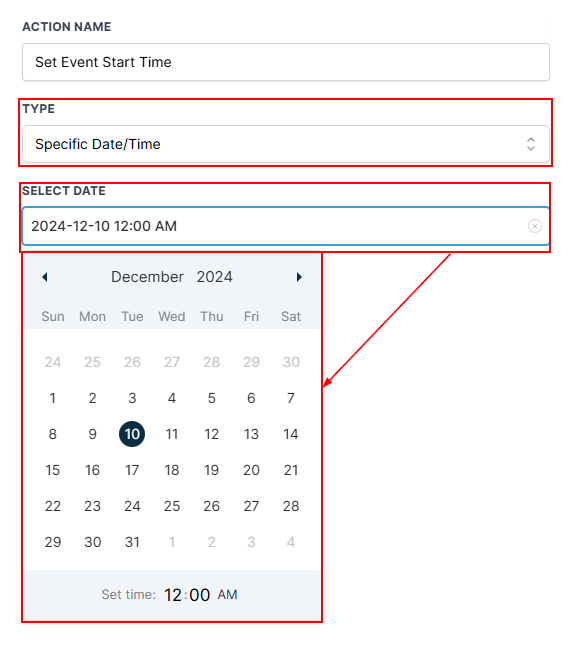 Event Start Date Action – figure 4