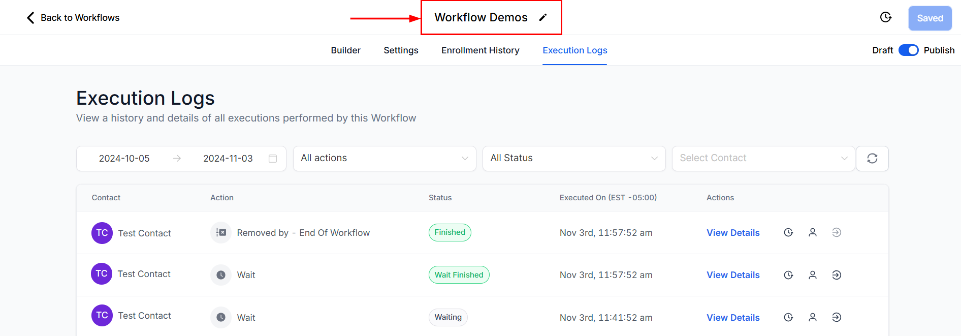 Execution Logs Tab – figure 2