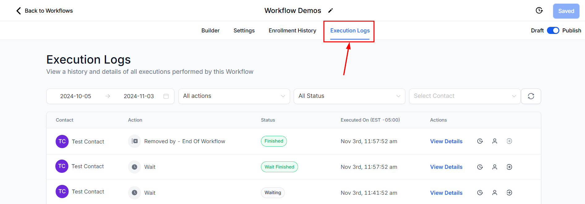 Execution Logs Tab – figure 3