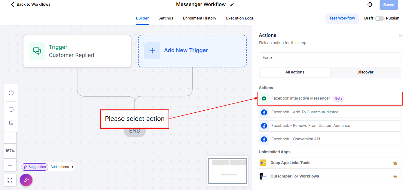 Facebook Interactive Messenger Action – figure 1