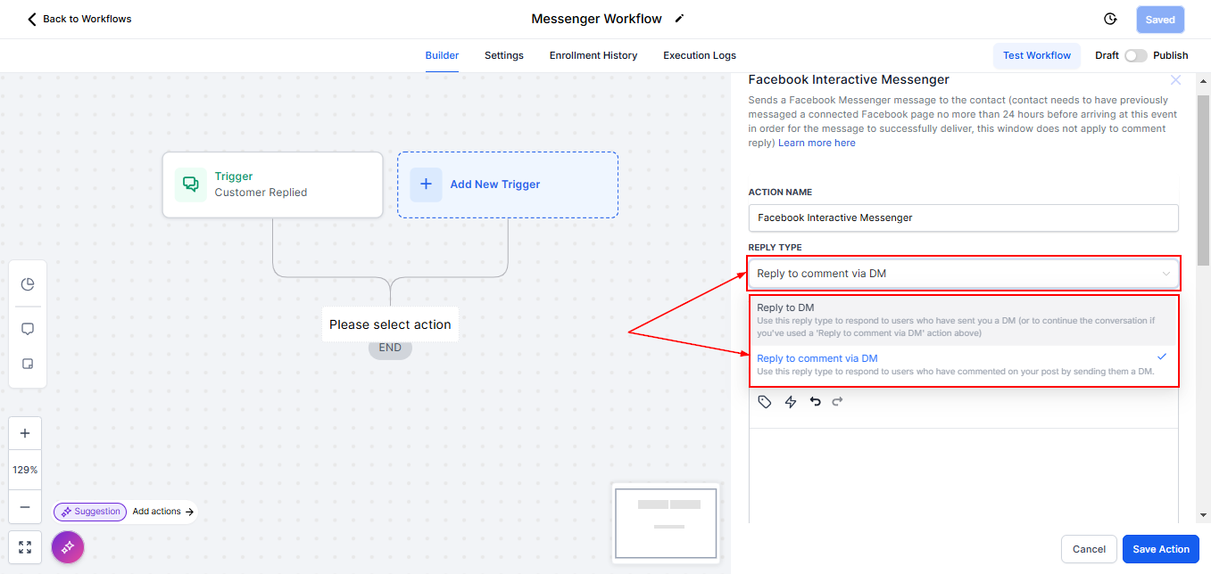 Facebook Interactive Messenger Action – figure 2