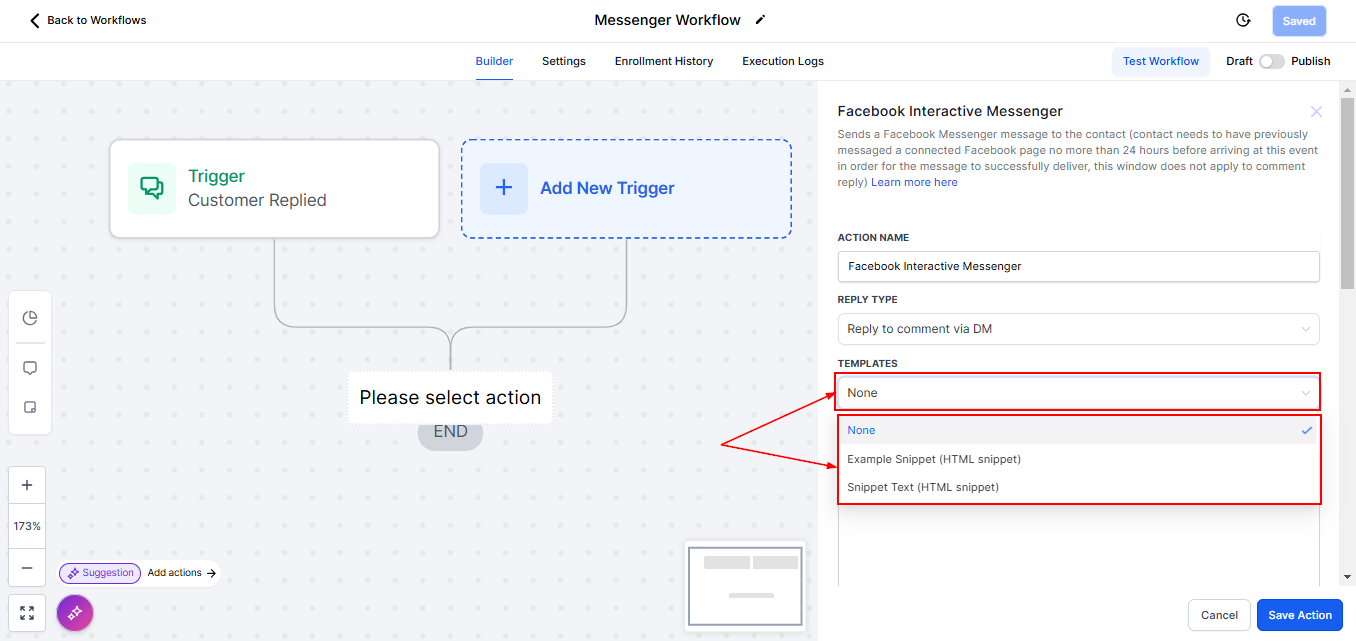 Facebook Interactive Messenger Action – figure 3