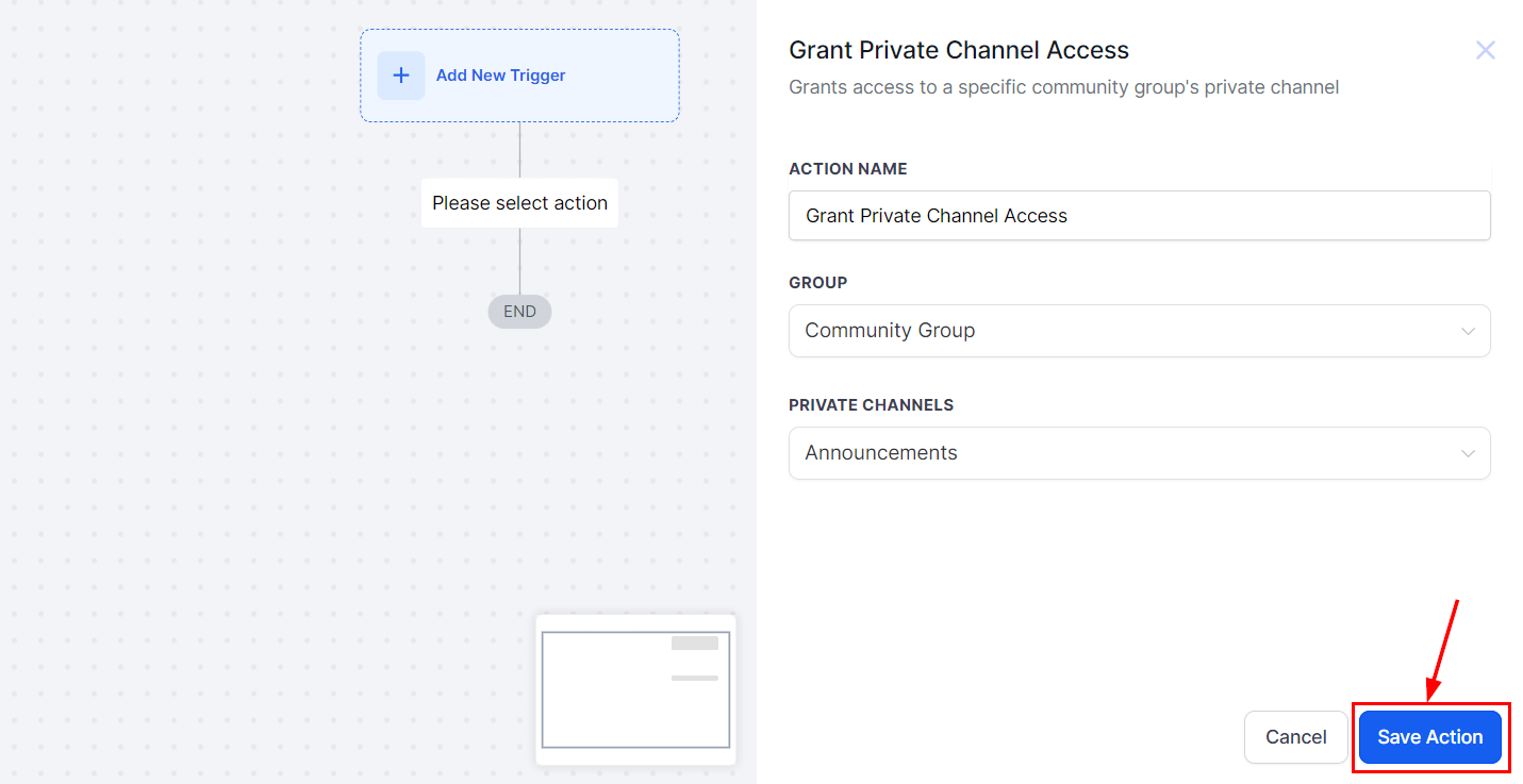 Grant Private Channel Access Action – figure 7