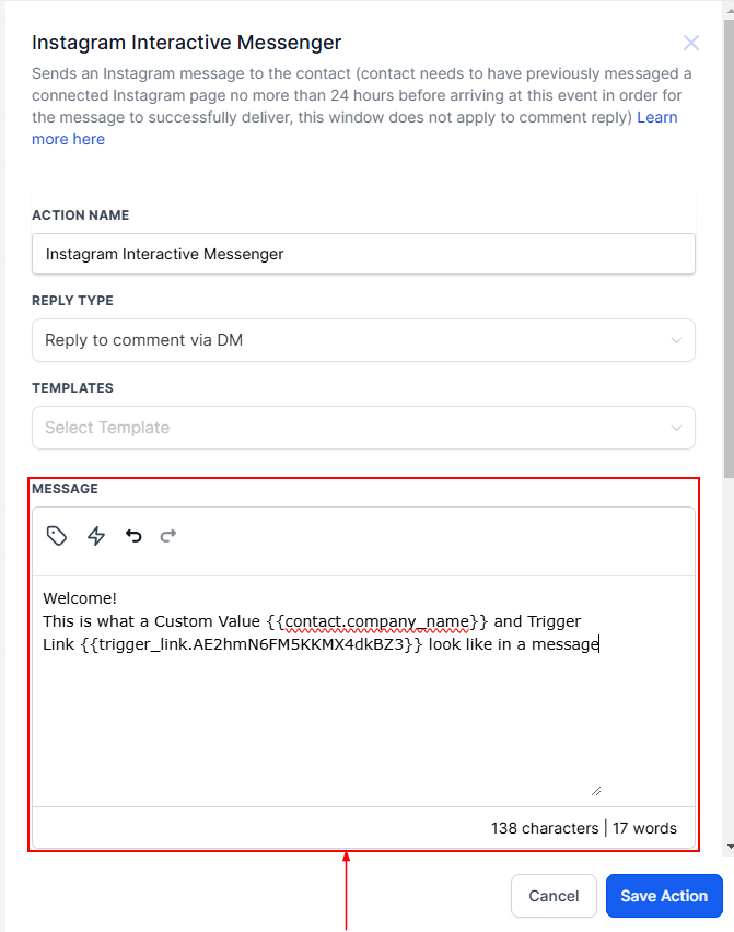 Instagram Interactive Messenger Action – figure 4