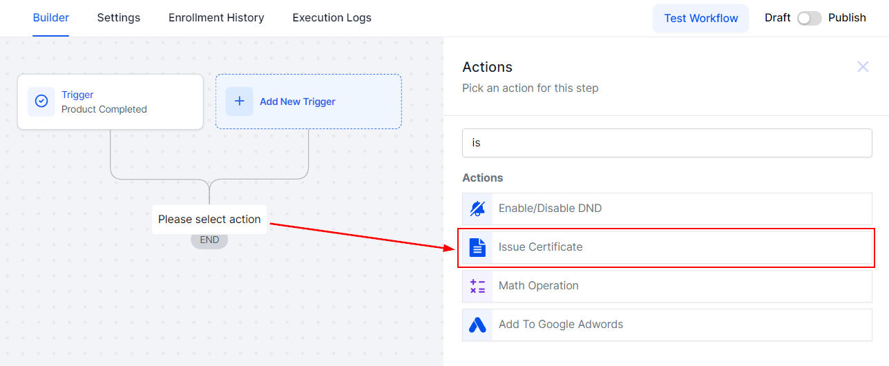 Issue Certificate Action – figure 1