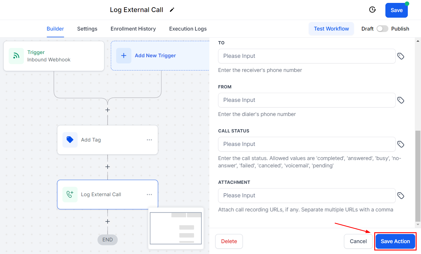 Log External Call Action – figure 7