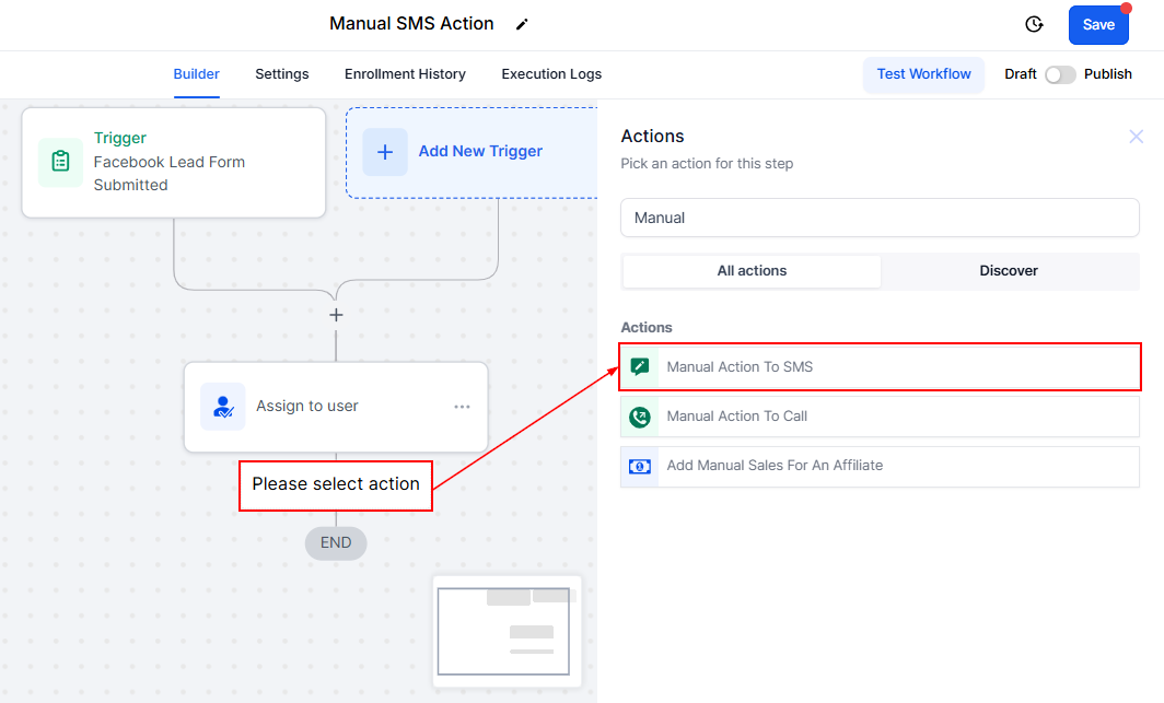 Manual Action To SMS – figure 3