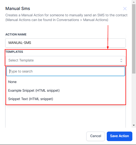Manual Action To SMS – figure 4