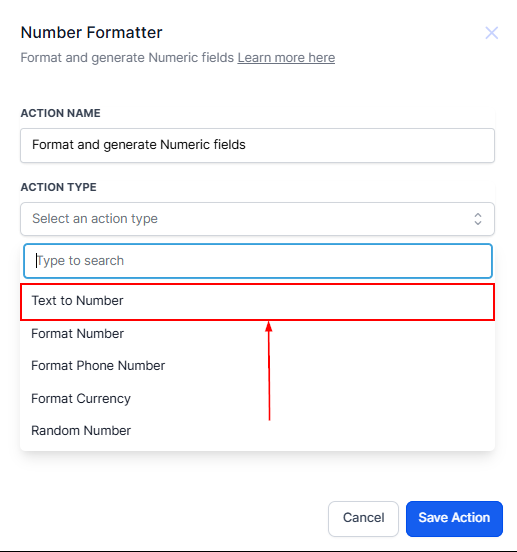 Number Formatter Action – figure 2