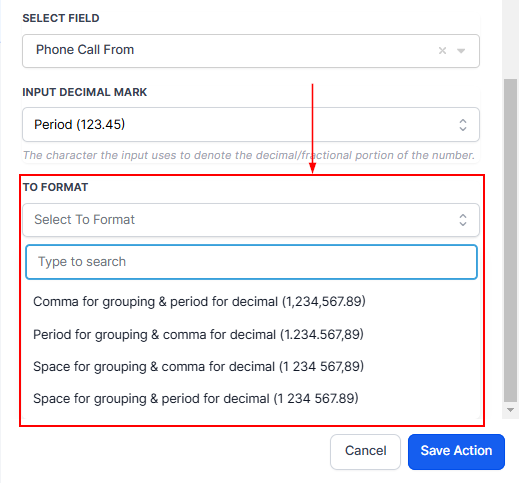 Number Formatter Action – figure 9