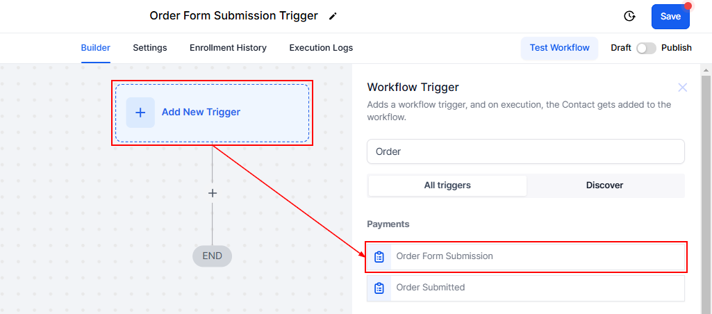 Order Form Submission Trigger – figure 1