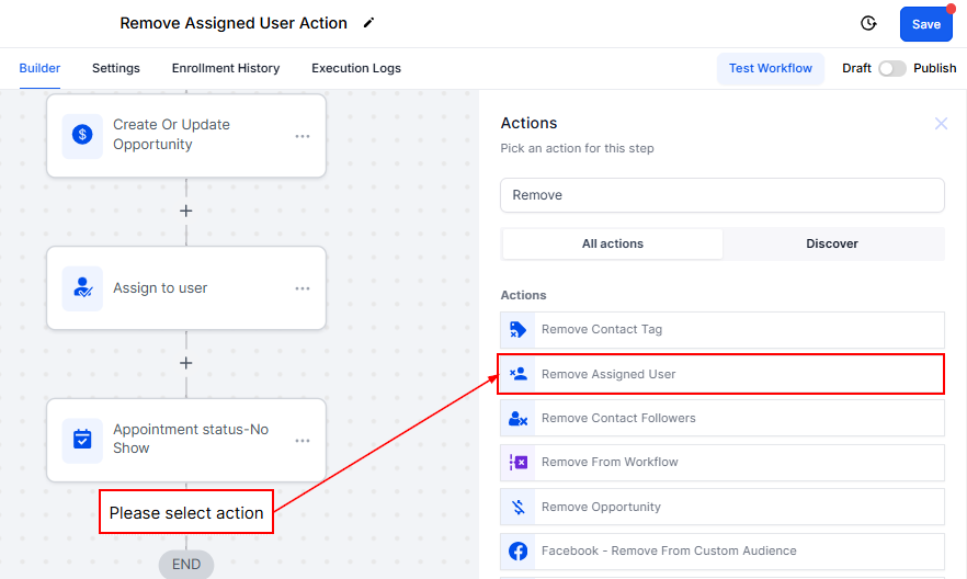 Remove Assigned User Action – figure 1