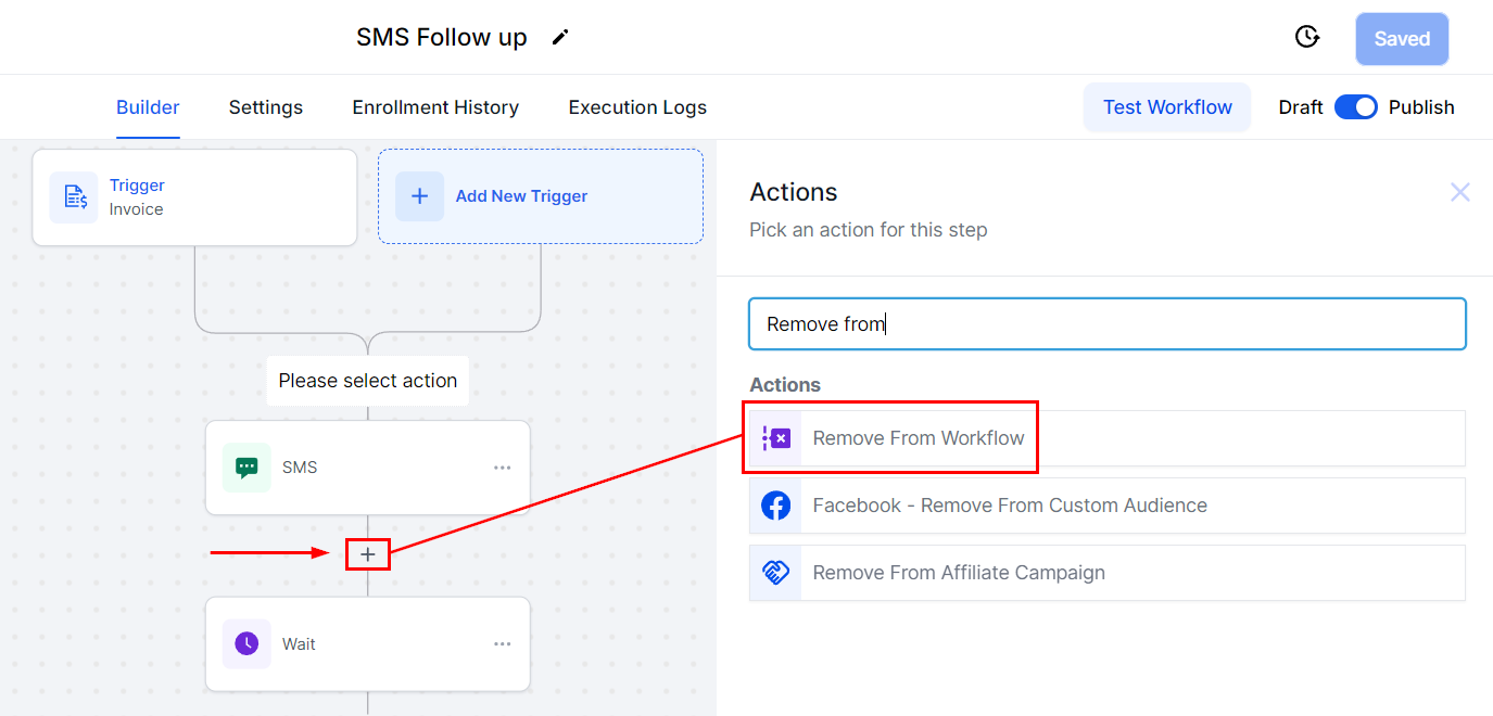 Remove From Workflow Action – figure 1