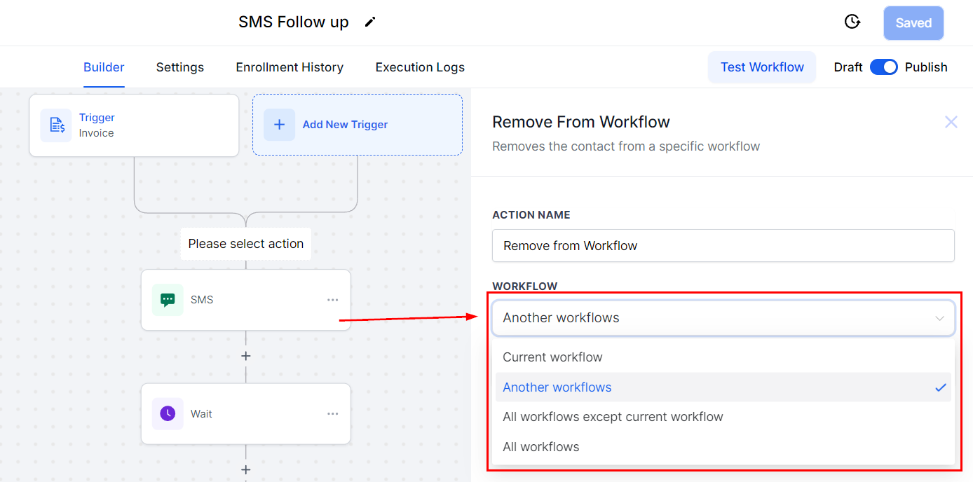 Remove From Workflow Action – figure 2