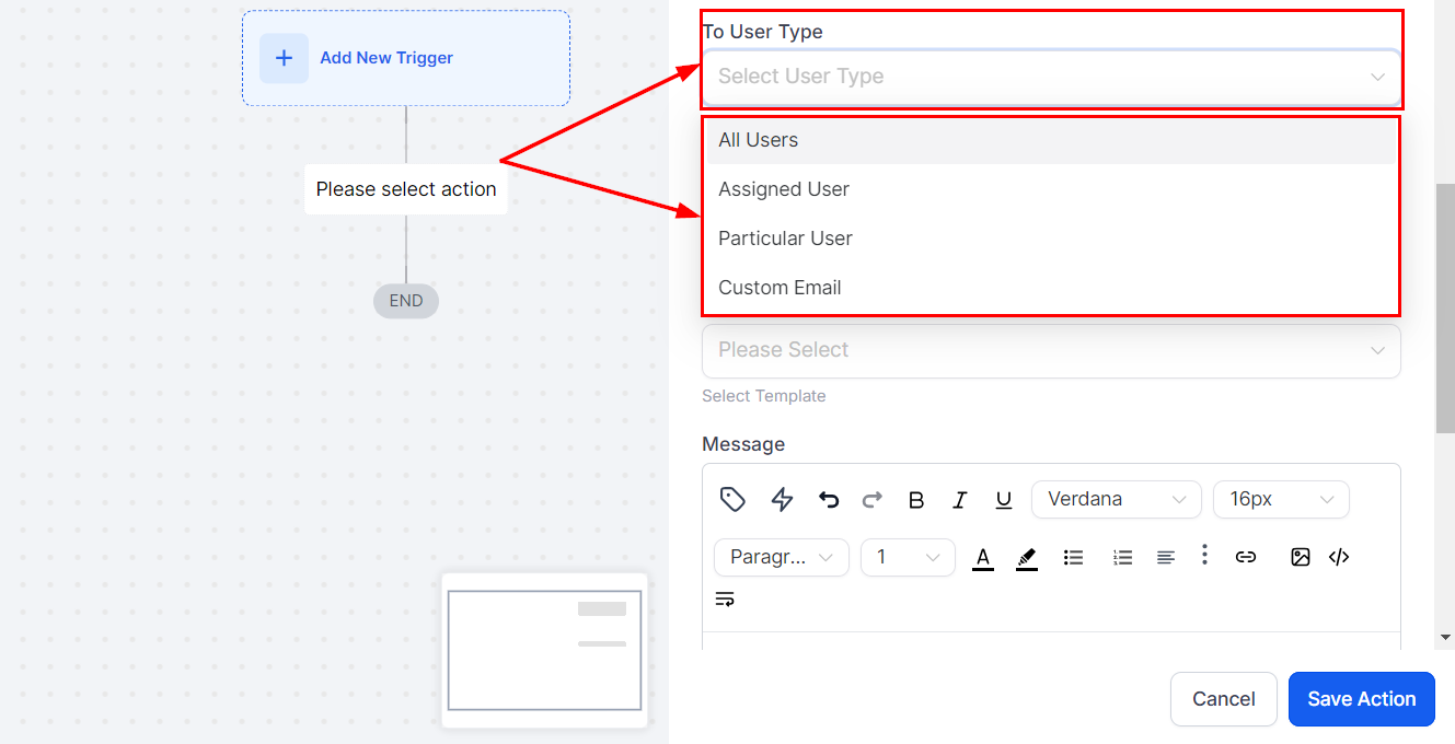 Send Internal Notification Action – figure 5