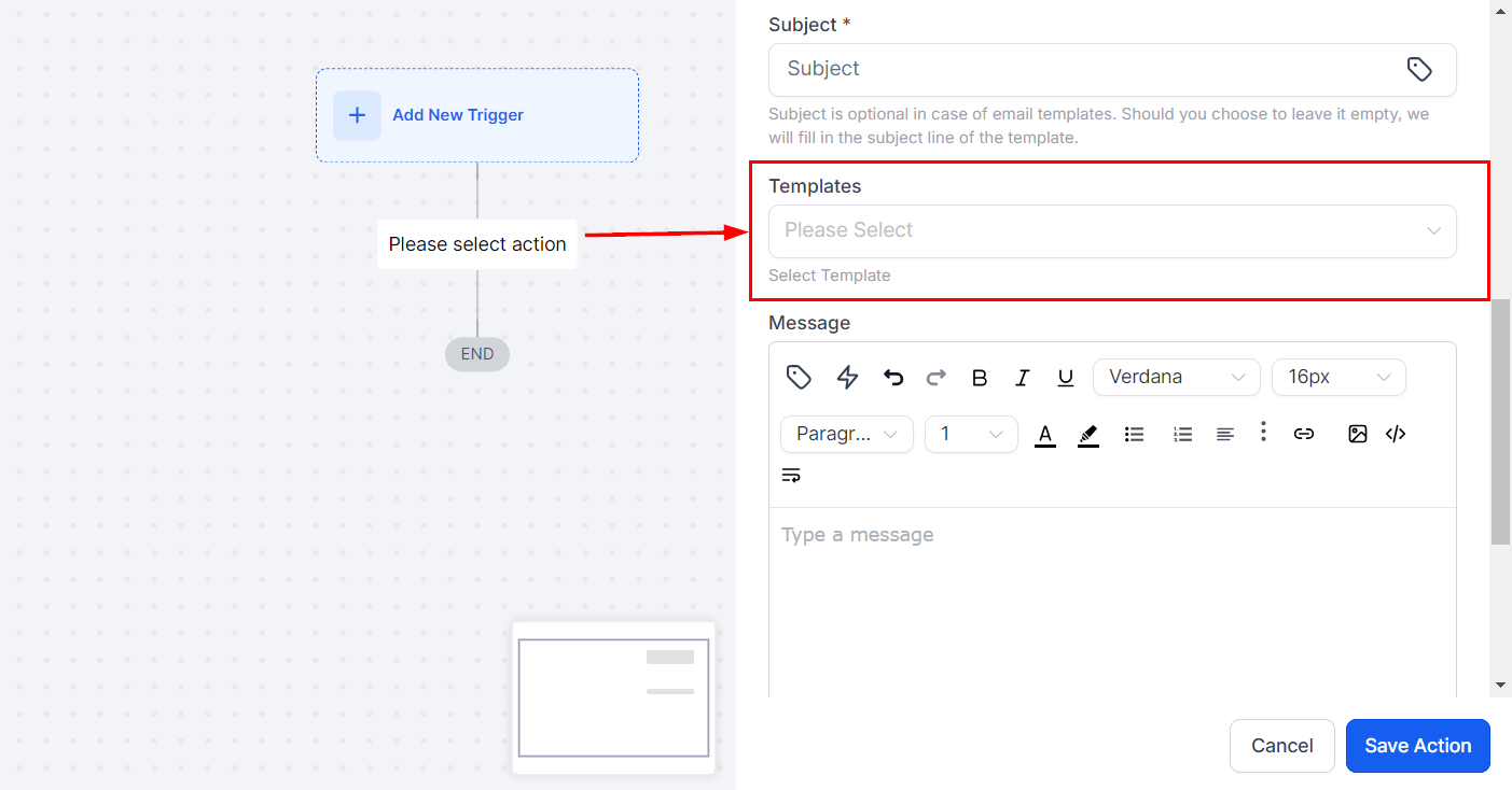 Send Internal Notification Action – figure 7