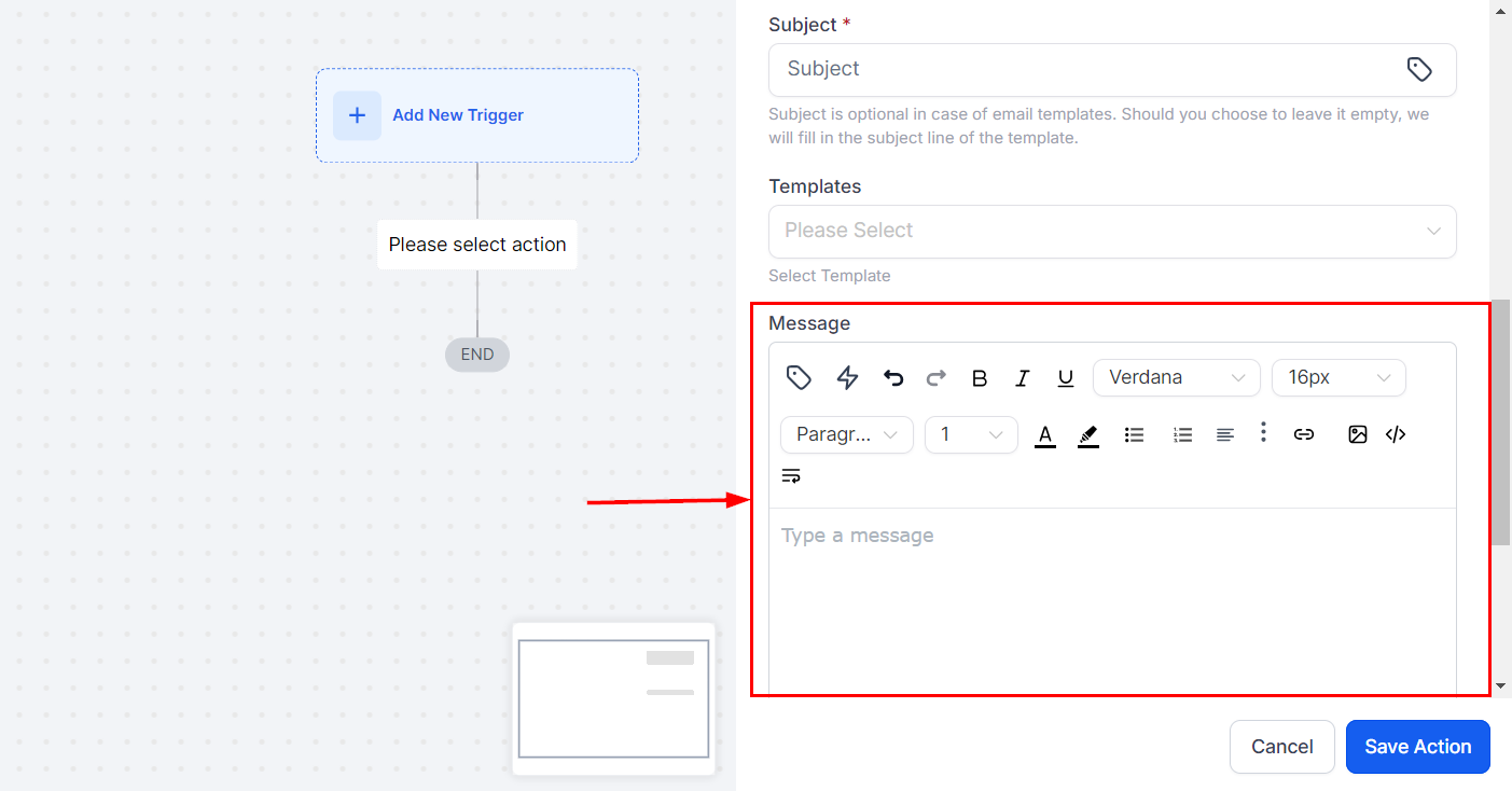 Send Internal Notification Action – figure 8