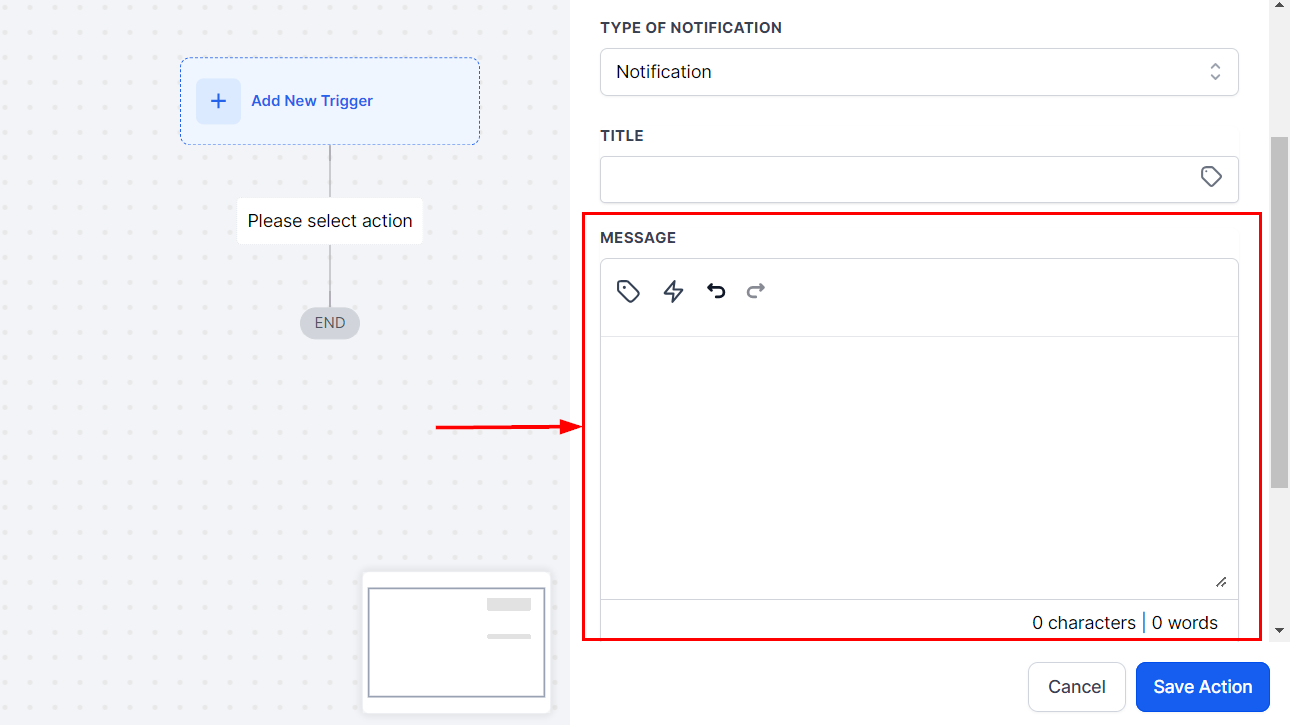 Send Internal Notification Action – figure 12
