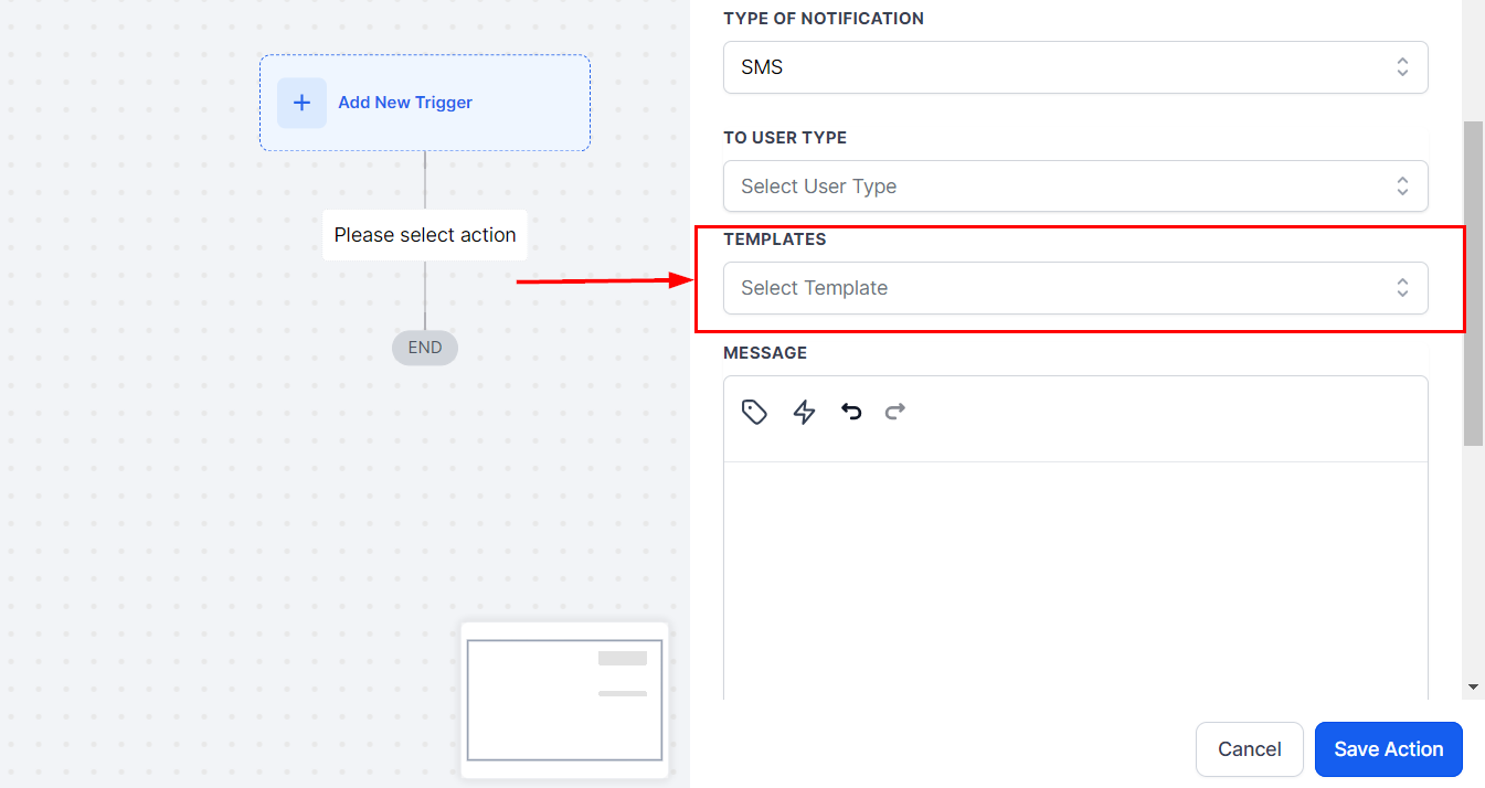 Send Internal Notification Action – figure 16