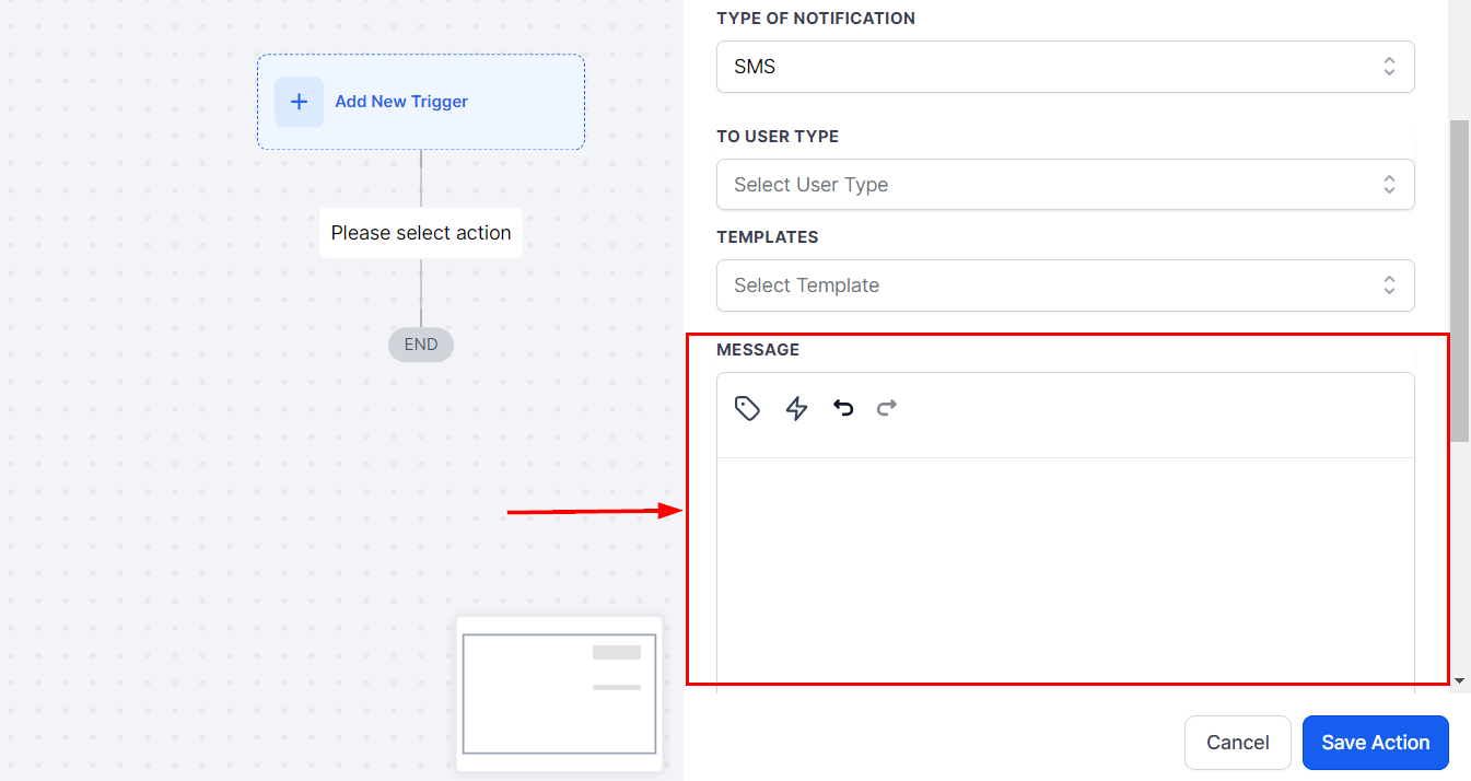 Send Internal Notification Action – figure 17