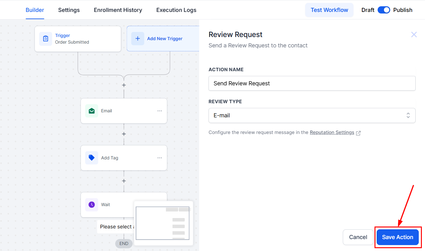 Send Review Request Action – figure 4