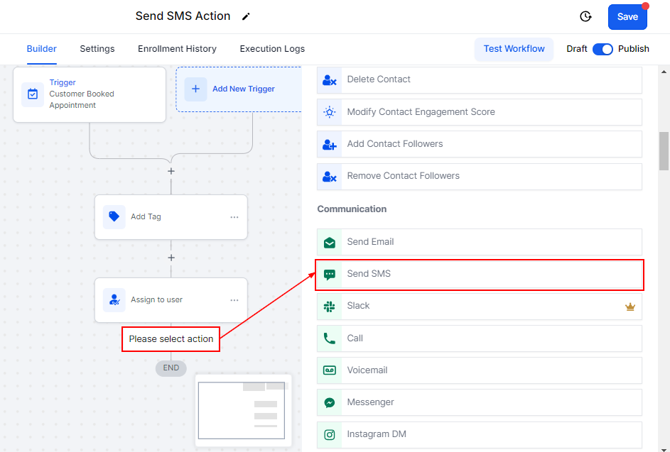 Send SMS Action – figure 1