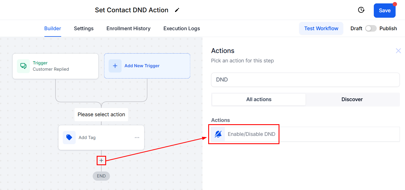Set Contact DND Action – figure 1