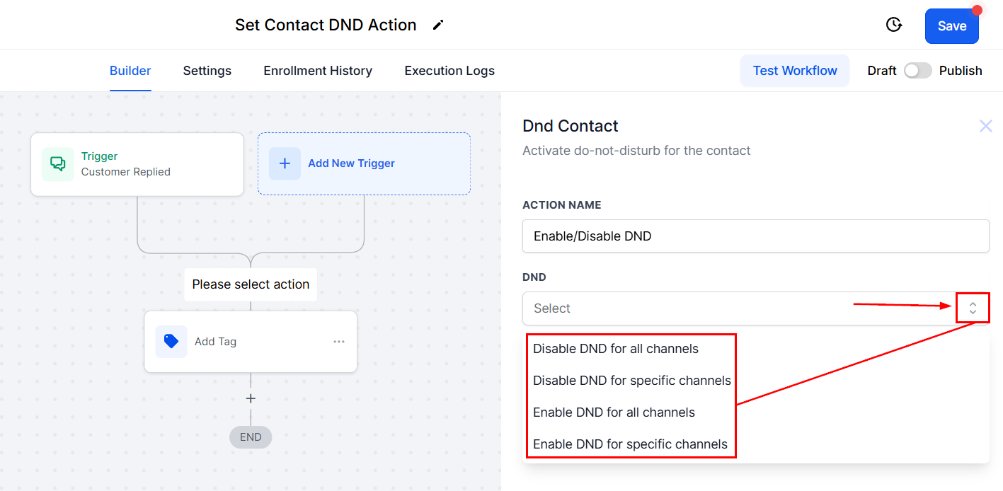 Set Contact DND Action – figure 2