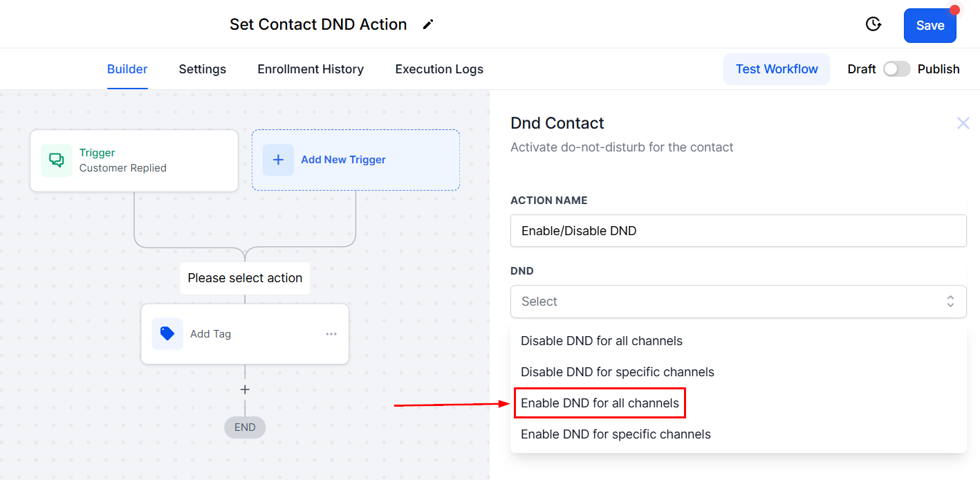 Set Contact DND Action – figure 3