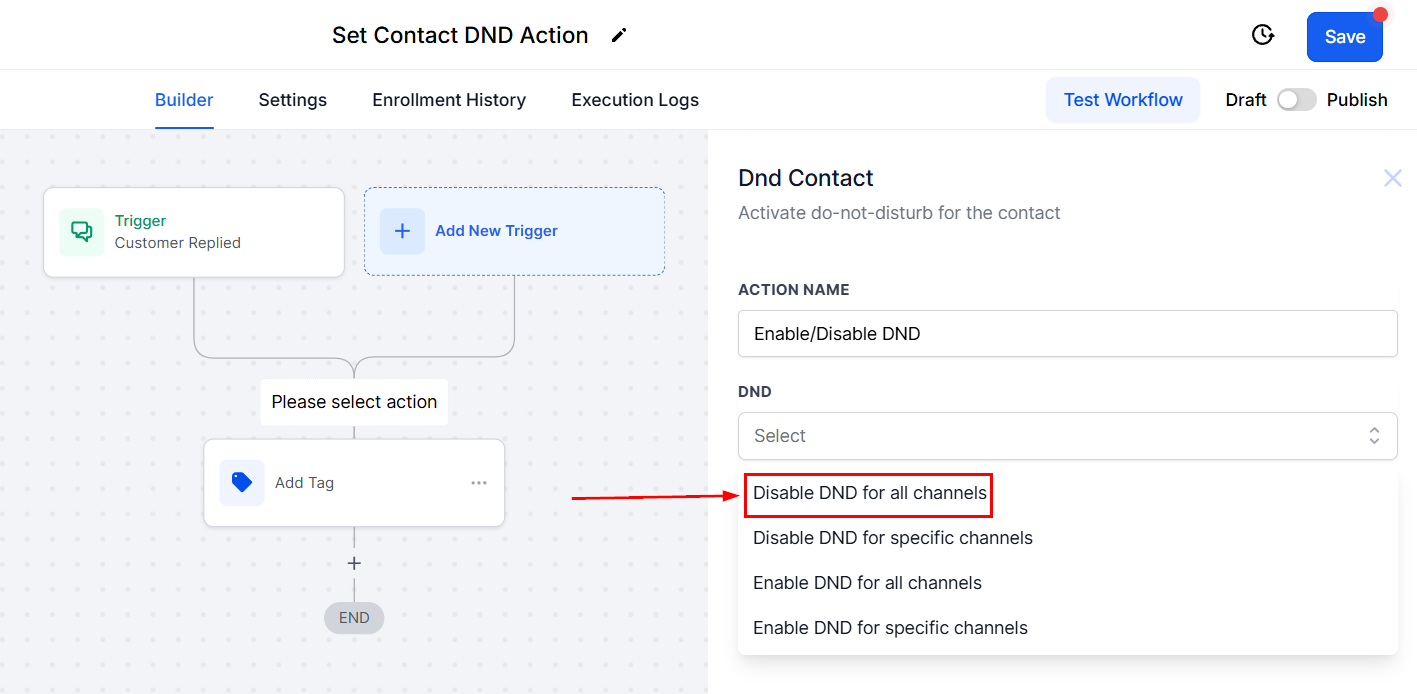 Set Contact DND Action – figure 4