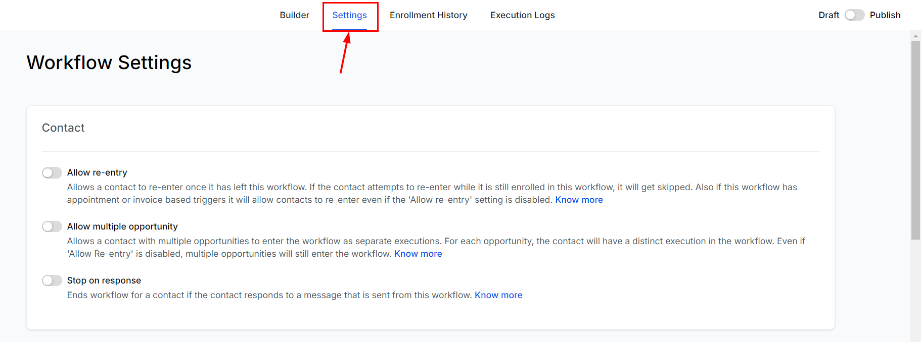 Settings in Workflow Builder – figure 2