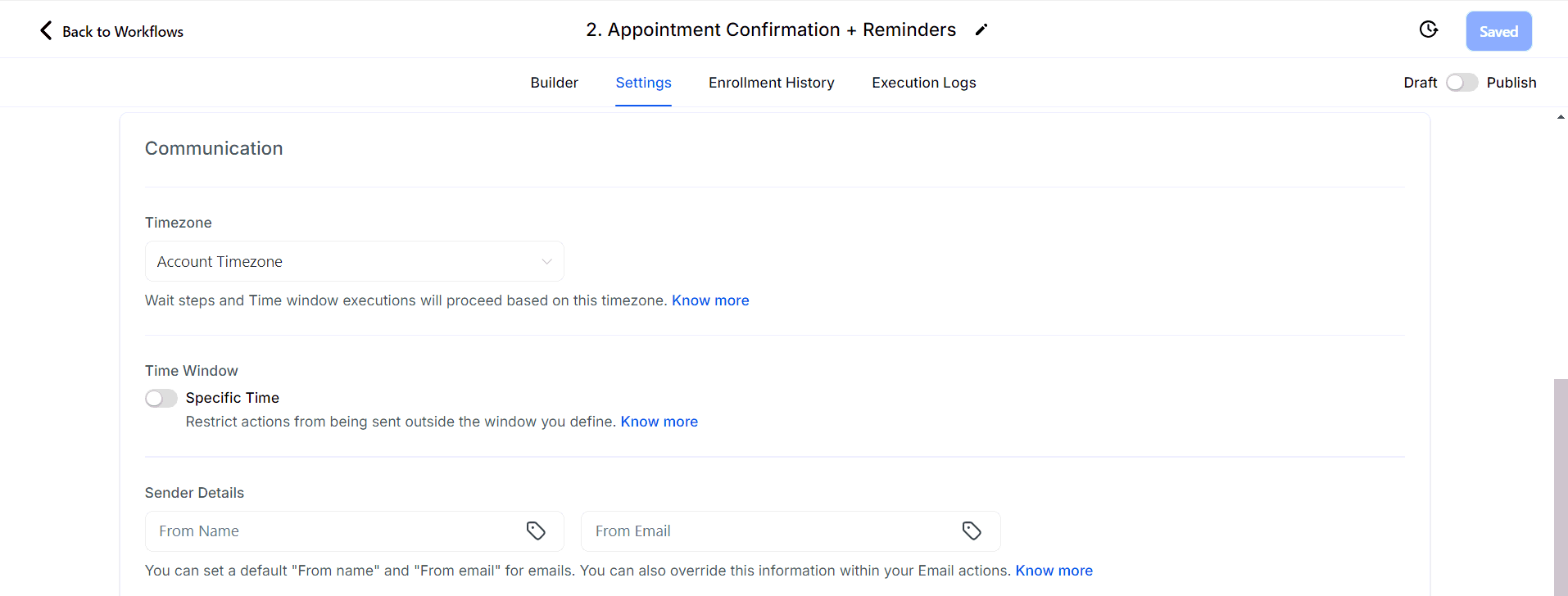 Settings in Workflow Builder – figure 11