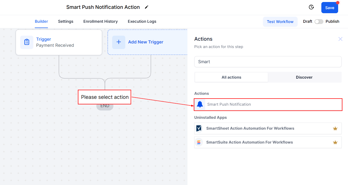 Smart Push Notification Action – figure 1