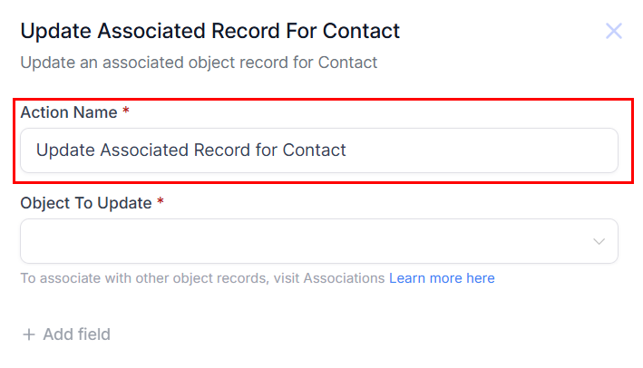 Update an Associated Record Action – figure 4