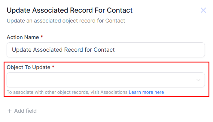 Update an Associated Record Action – figure 5